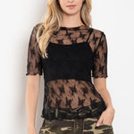 Midnight Muse Sheer Lace Top - Jessi Jayne Boutique