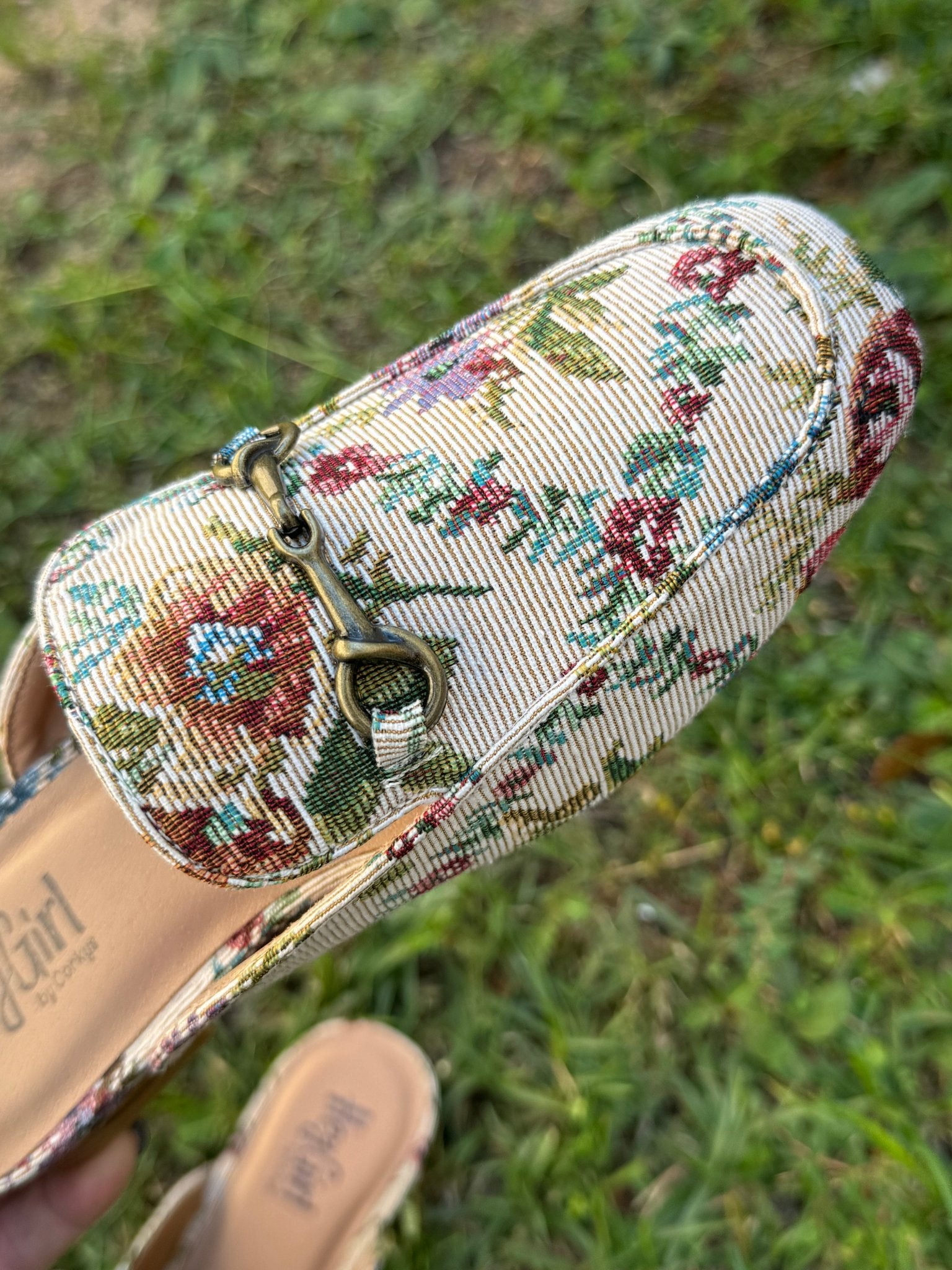 Corkys Sand Brocade Floral Mules - Jessi Jayne Boutique