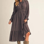 Cocoa Ditsy Print Tiered Dress - Jessi Jayne Boutique