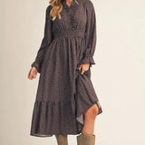 Cocoa Ditsy Print Tiered Dress - Jessi Jayne Boutique