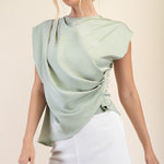 Sage Drape Asymmetrical Wrap Top - Jessi Jayne Boutique