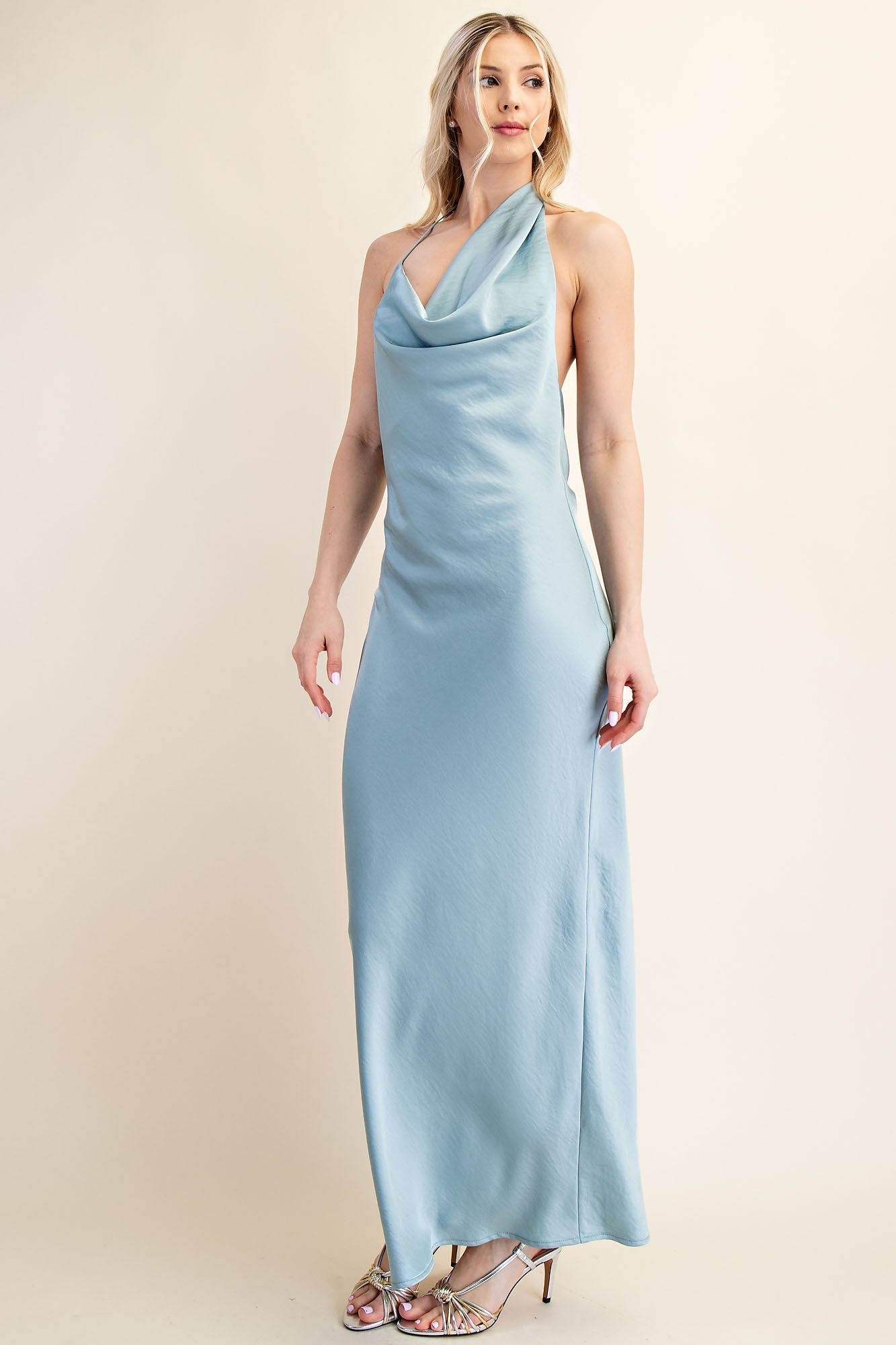 Celeste Asymmetrical Satin Maxi Dress - Jessi Jayne Boutique