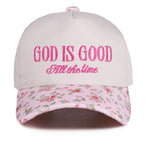 God Is Good Embroidered Cap Pink Floral - Jessi Jayne Boutique