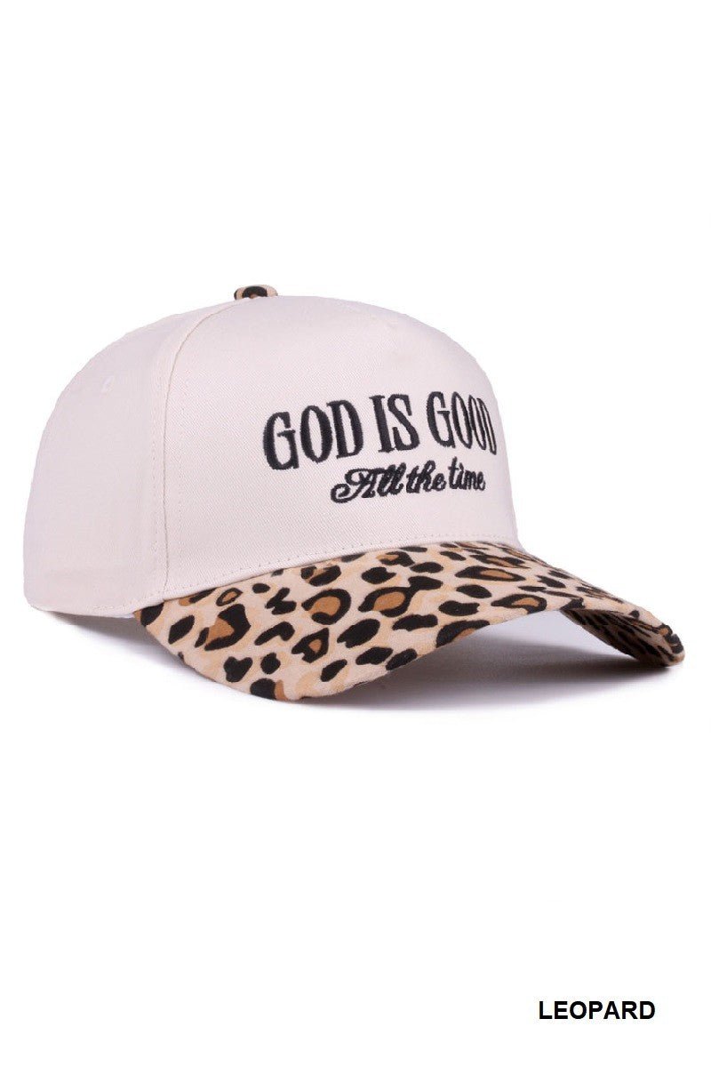 God Is Good Embroidered Cap Leopard - Jessi Jayne Boutique