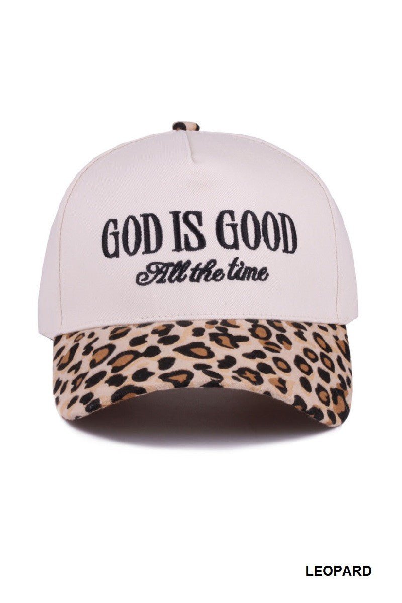 God Is Good Embroidered Cap Leopard - Jessi Jayne Boutique