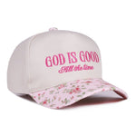 God Is Good Embroidered Cap Pink Floral - Jessi Jayne Boutique