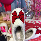 Shearl Red Bow Cozy Slippers - Jessi Jayne Boutique