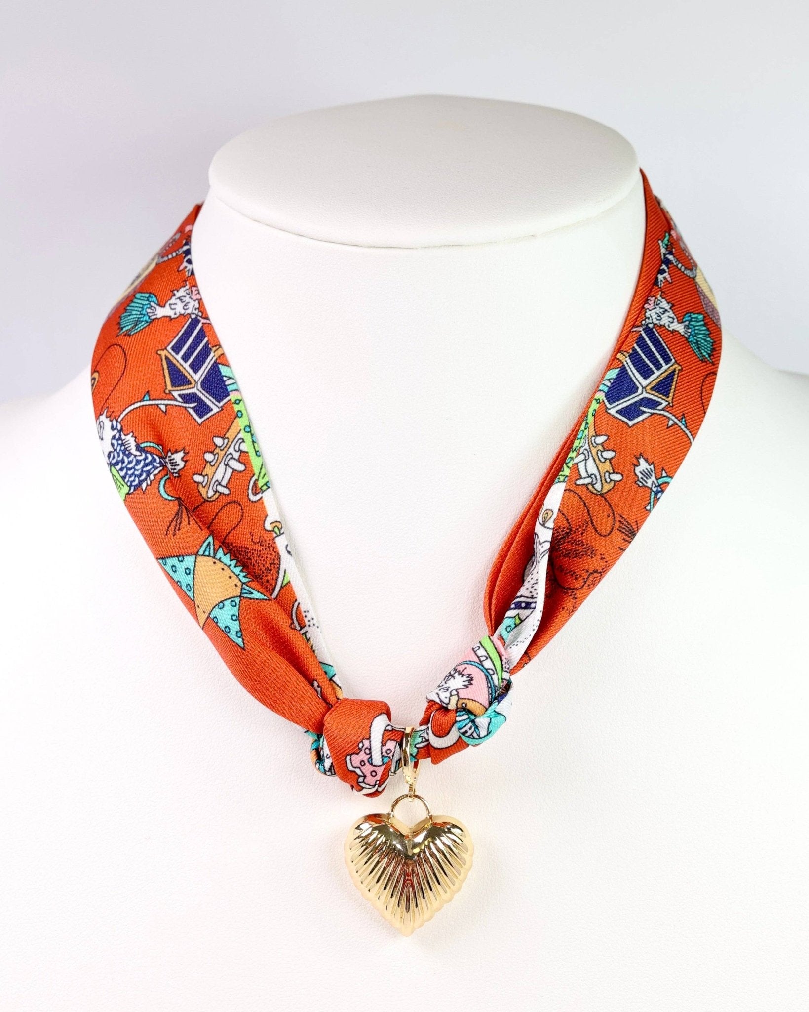 Lillie Scarf Charm Necklace Orange - Jessi Jayne Boutique