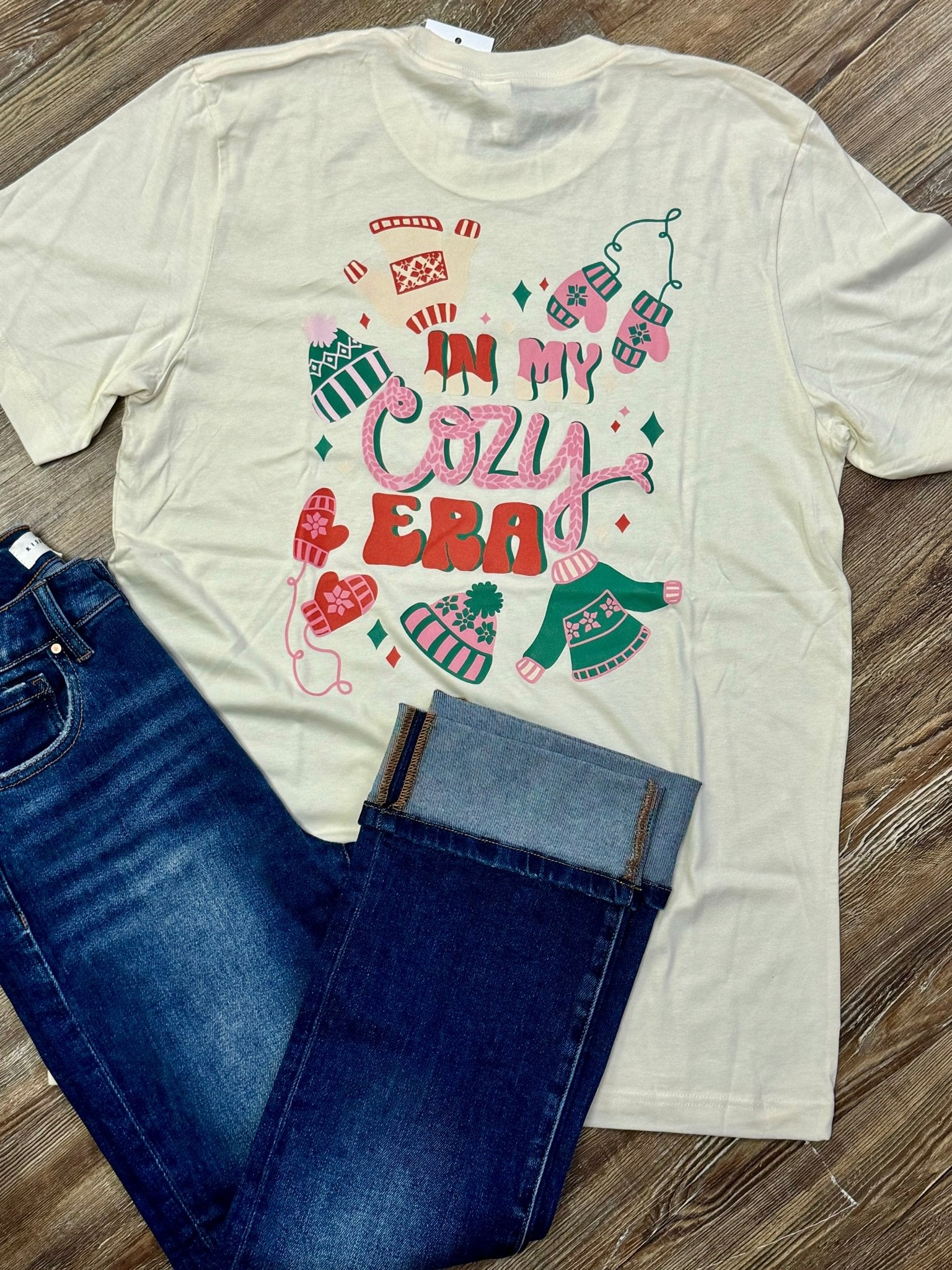 In my Cozy Era Ivory Short Sleeve Graphic Tee - Jessi Jayne Boutique