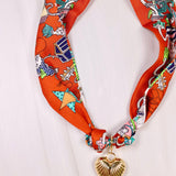 Lillie Scarf Charm Necklace Orange