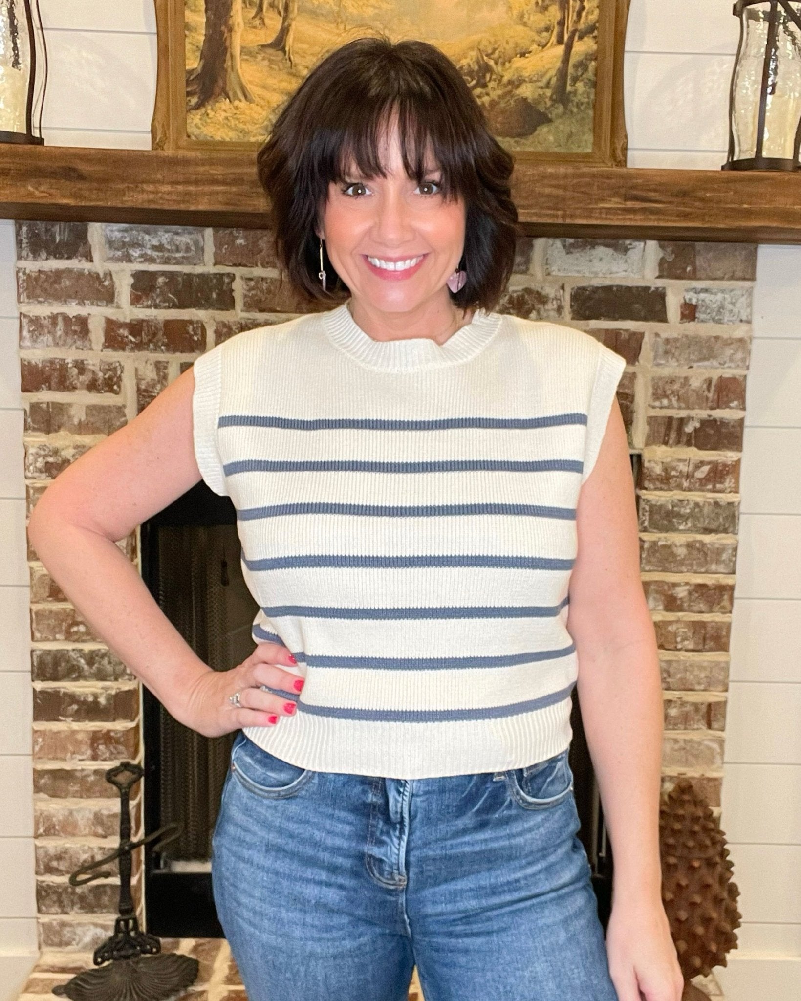 Cozy Costal Chic Stripe Sweater Vest - Jessi Jayne Boutique