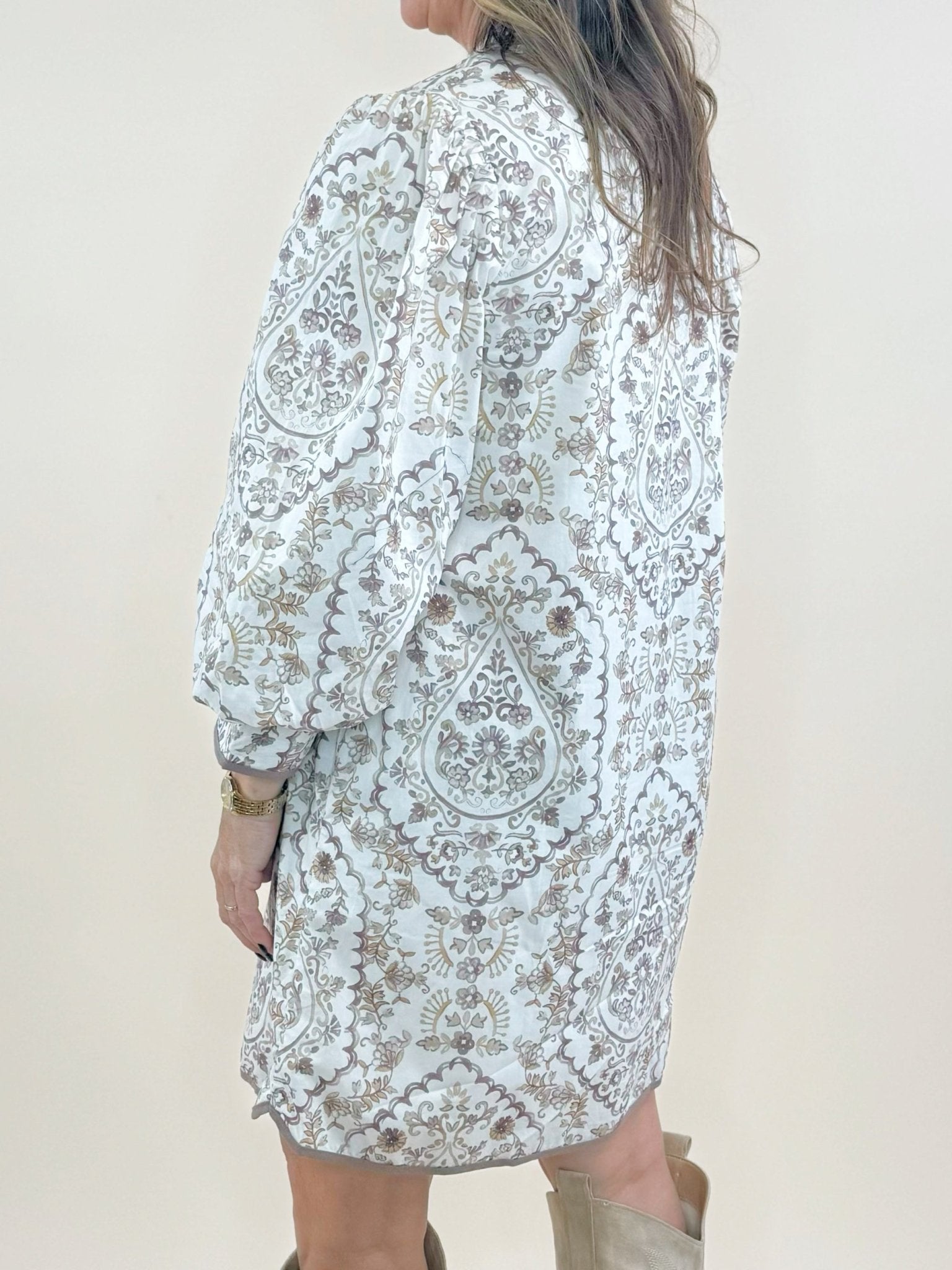 Ecru Elegance Zip Front Mini Dress - Jessi Jayne Boutique
