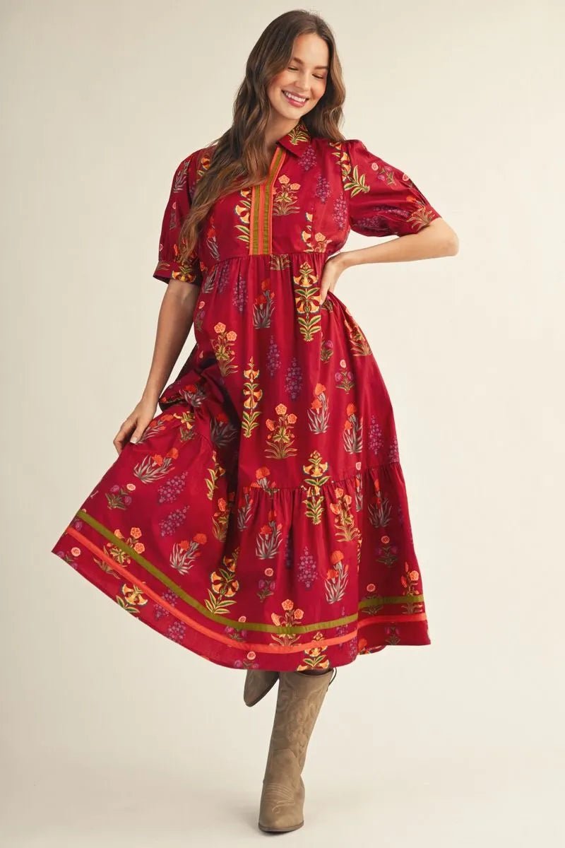 Sundance Floral Border Print Dress - Jessi Jayne Boutique