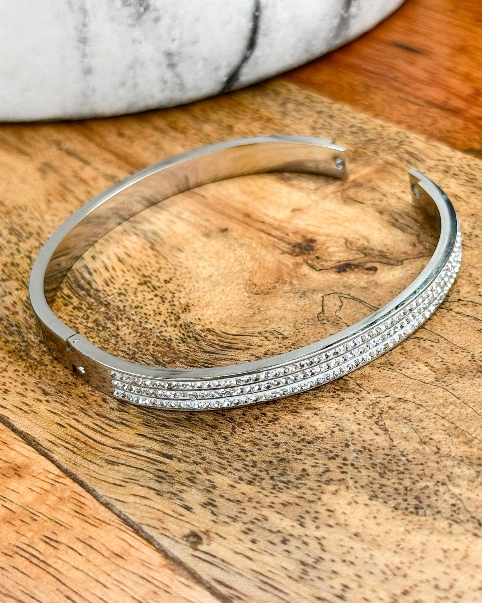 Silver Diamond Bangle Bracelet - Jessi Jayne Boutique