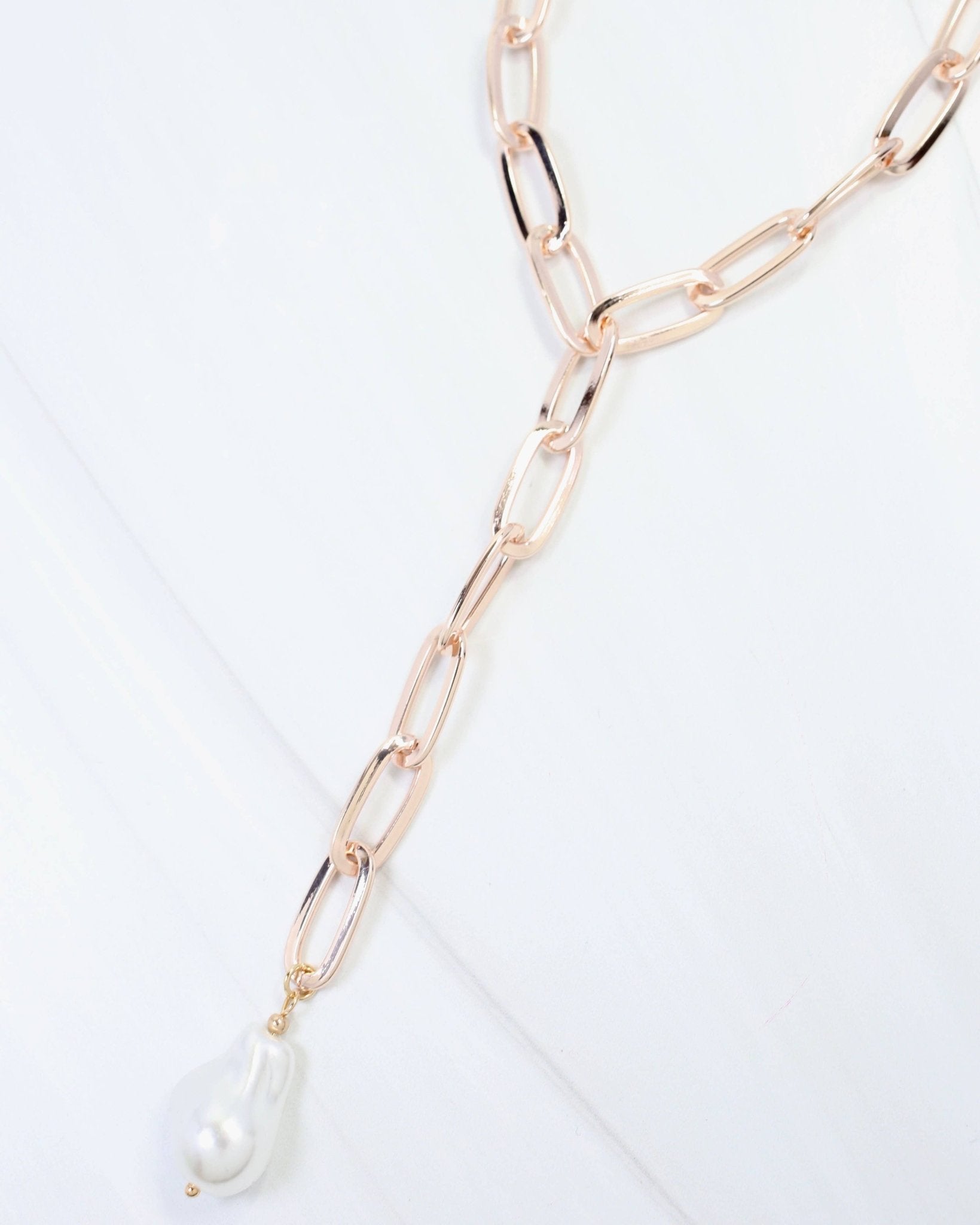 Olean Baroque Pearl Link Y Necklace - Jessi Jayne Boutique