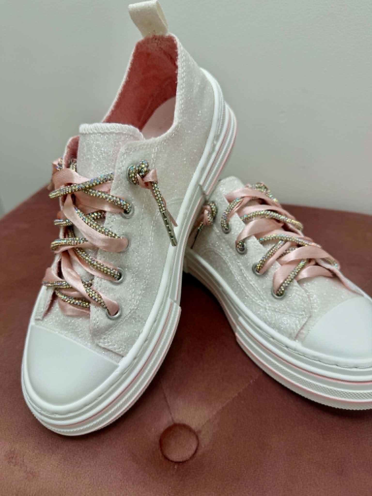 Very G White Glitter Aman Mary's Version Sneakers - Jessi Jayne Boutique