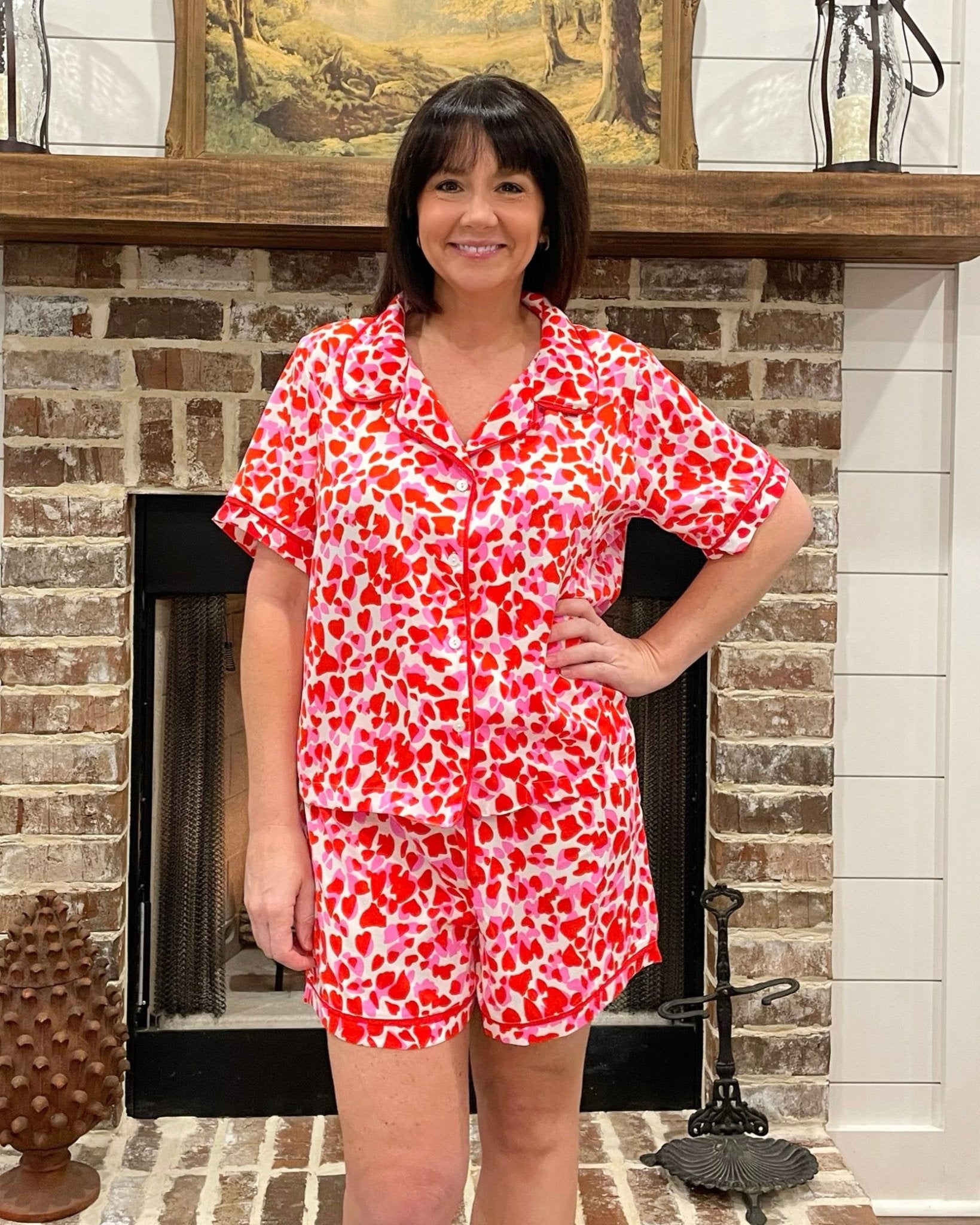 Hearts and Kisses Pajama Shorts Set - Jessi Jayne Boutique