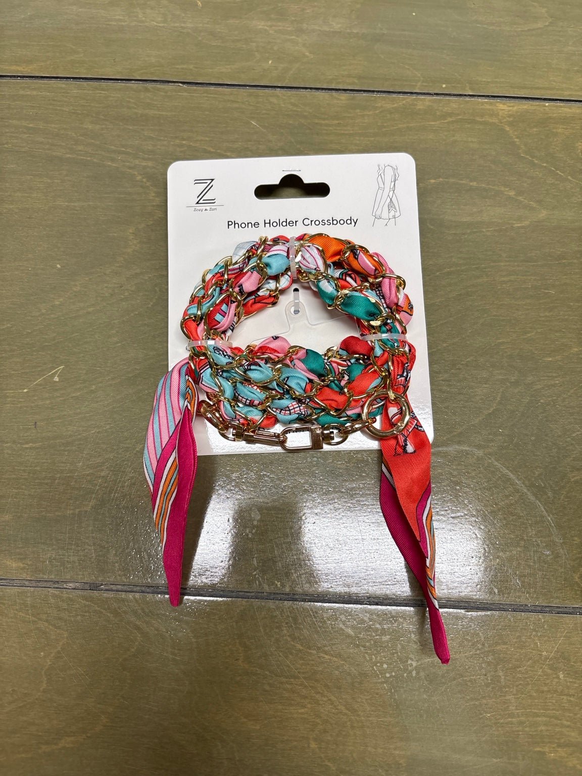 Printed Scarf Phone Holder Crossbody Chain - Jessi Jayne Boutique