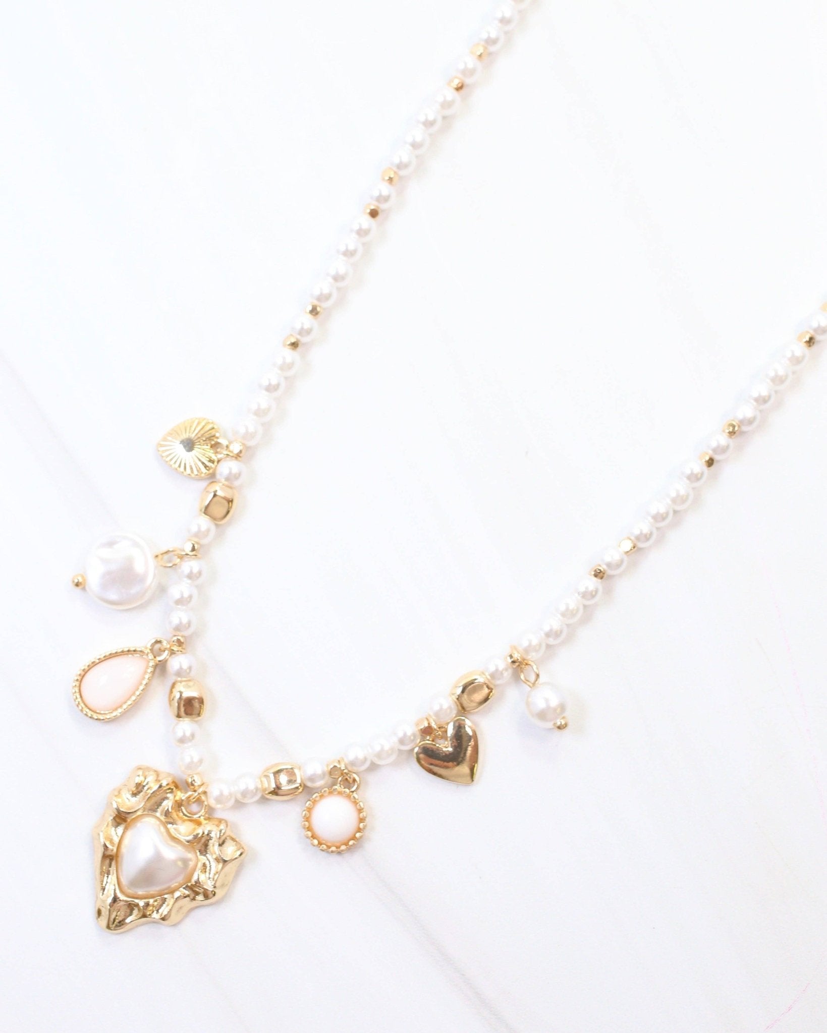 Selma Pearl Charm Necklace Gold - Jessi Jayne Boutique