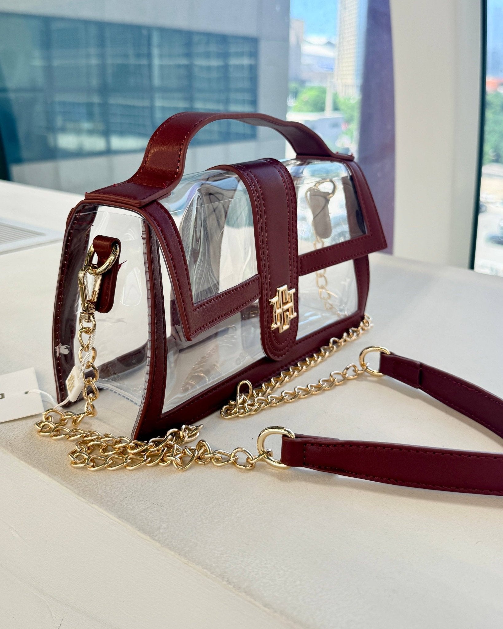 Grace Clear Crossbody Bag Burgundy - Jessi Jayne Boutique