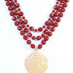 Abbott Dark Red Beaded Pendant Necklace - Jessi Jayne Boutique