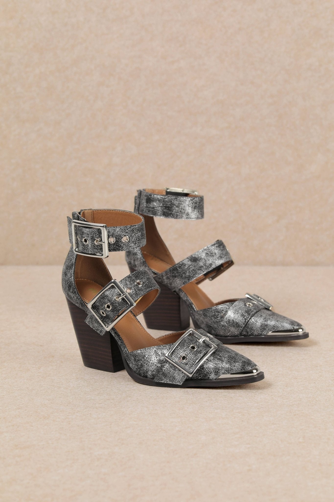 Miim Hendrix Black Buckle Heeled Sandal - Jessi Jayne Boutique