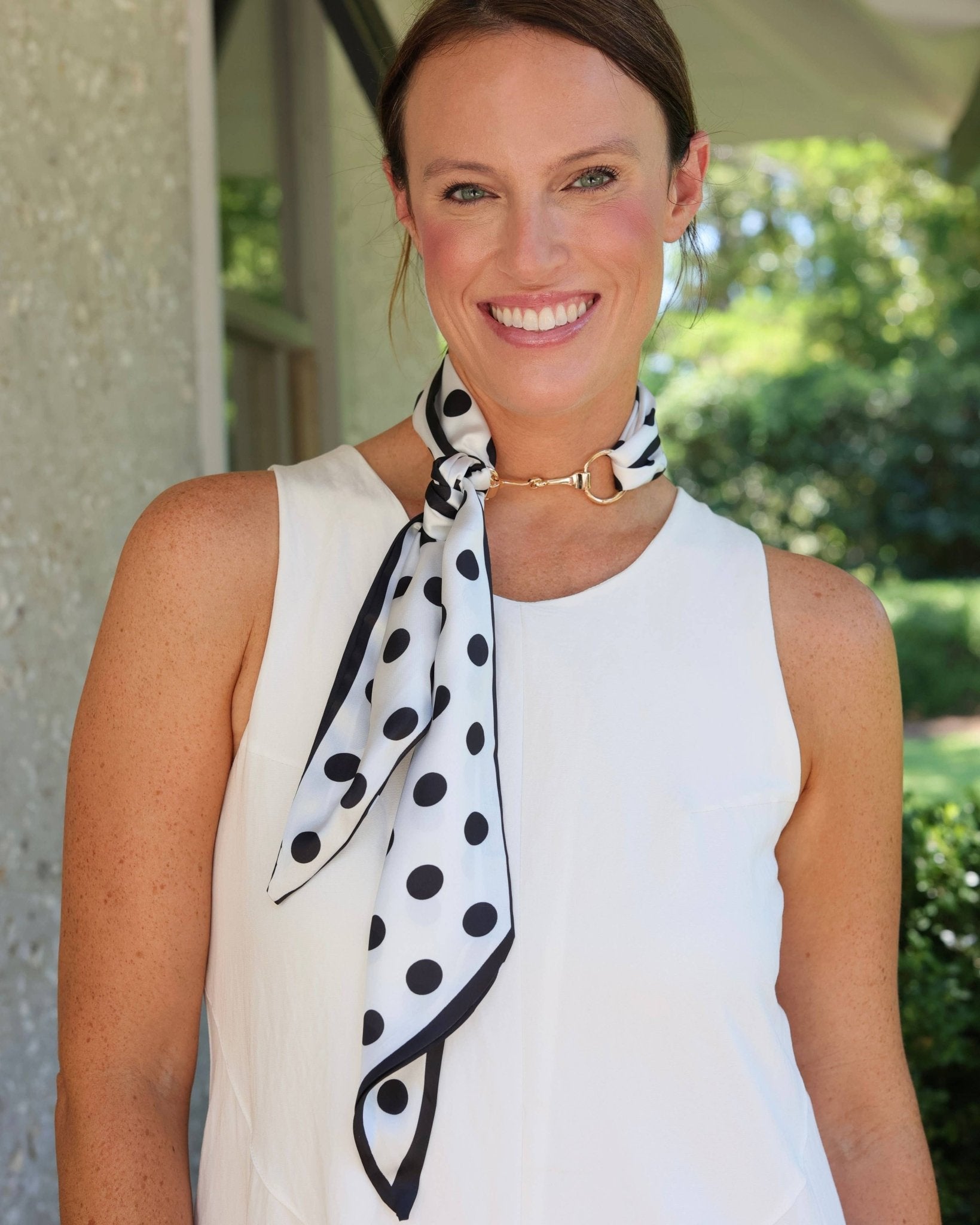 Henley Horsebit Buckle Polka Dot Scarf Necklace - Jessi Jayne Boutique