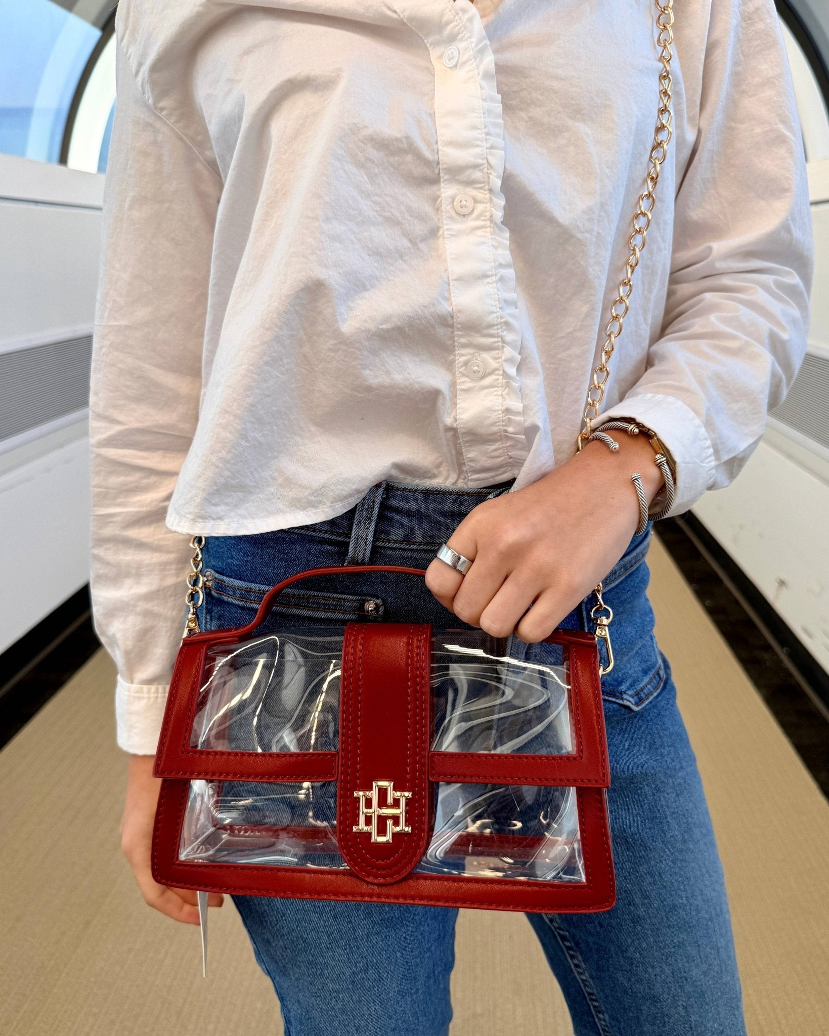 Grace Clear Crossbody Bag Burgundy - Jessi Jayne Boutique