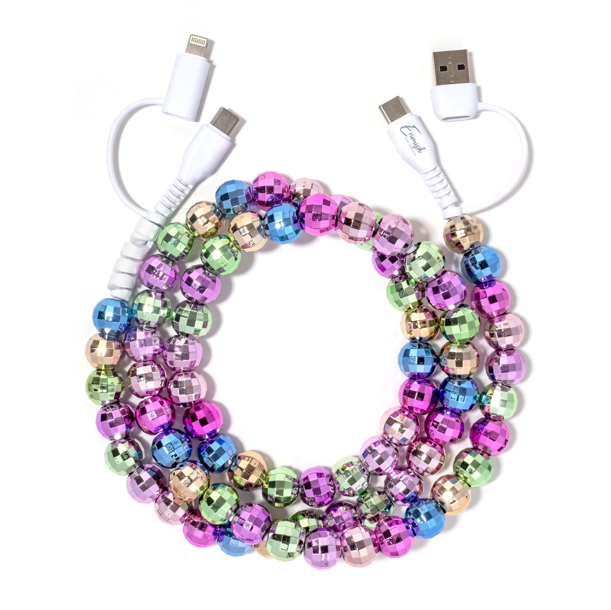 Beaded Phone Charger Disco Multi - Jessi Jayne Boutique