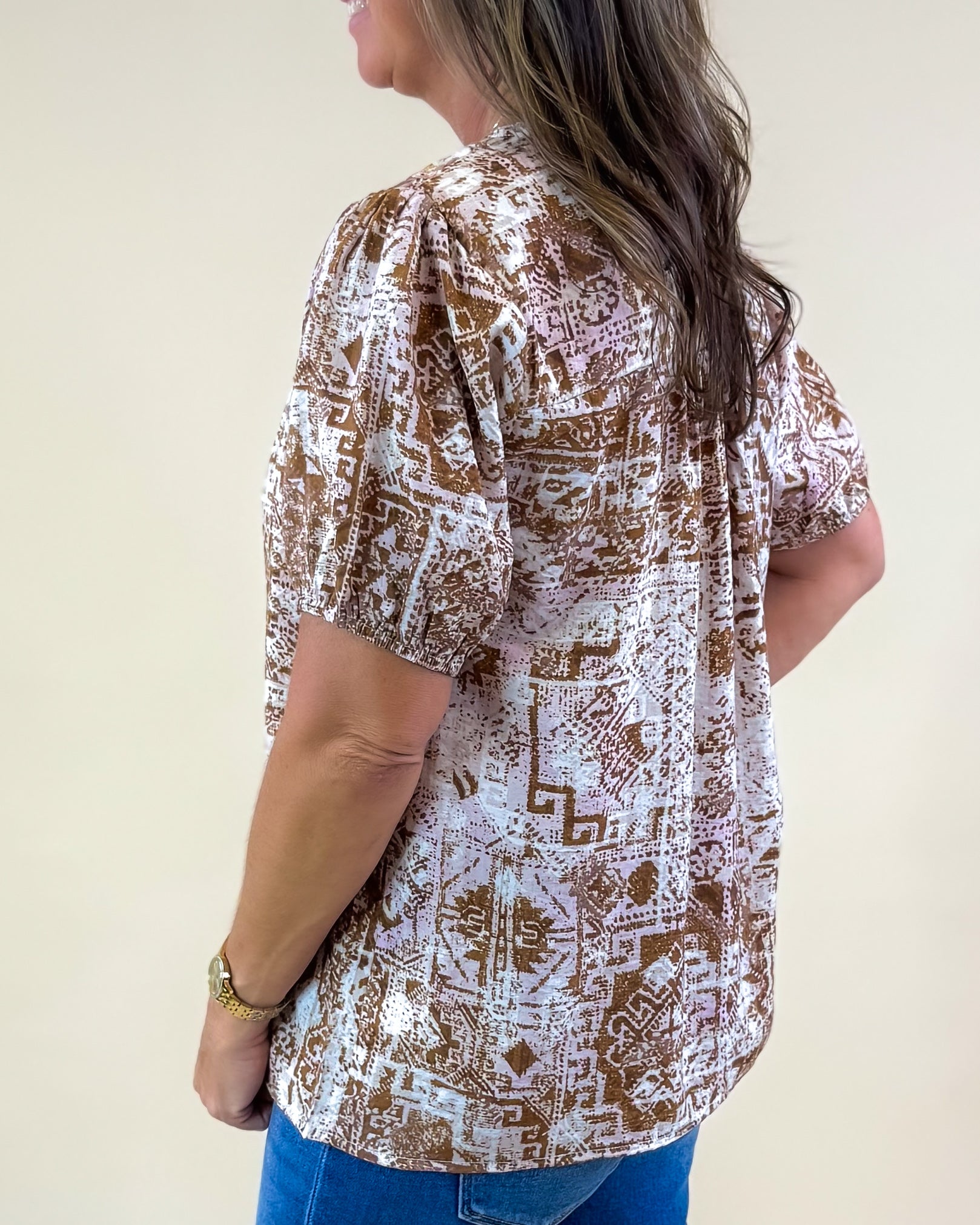 Desert Bloom Mixed Print Top - Jessi Jayne Boutique