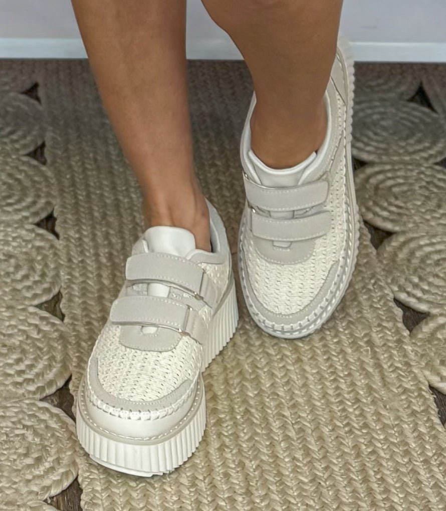 Sweet Cream Crotchet Velcro Platform Sneaker - Jessi Jayne Boutique