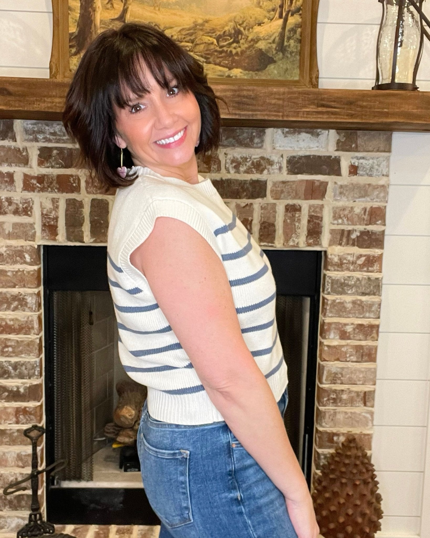 Cozy Costal Chic Stripe Sweater Vest - Jessi Jayne Boutique