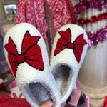 Shearl Red Bow Cozy Slippers - Jessi Jayne Boutique
