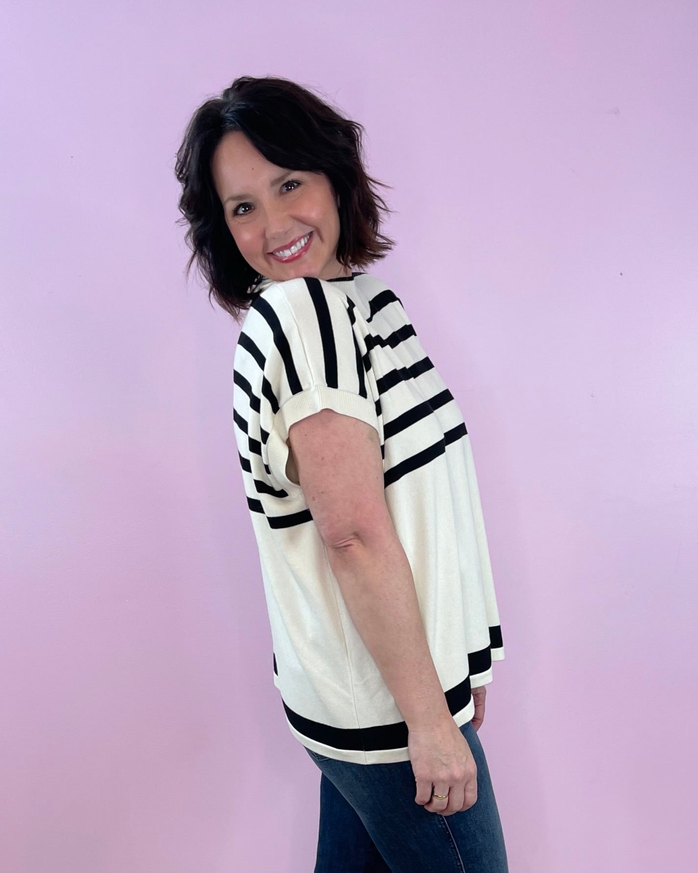 Ecru Classic Stripes Knit Top - Jessi Jayne Boutique