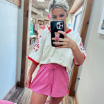 Side Stripe Lace Trim Activewear Shorts - Jessi Jayne Boutique
