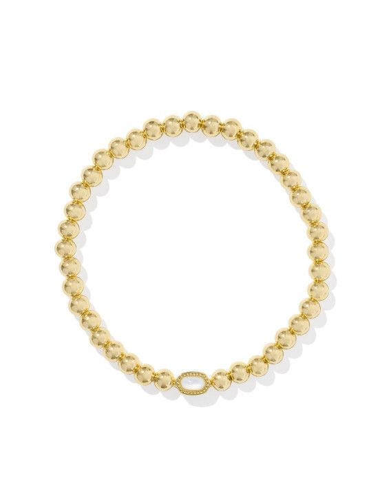 Kendra Scott Mini Elaina Stretch Bracelet Gold Ivory Mother of Pearl - Jessi Jayne Boutique