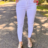 So Many Times White Kancan Mid Rise Ankle Skinny Jeans 25" Inseam - Jessi Jayne Boutique
