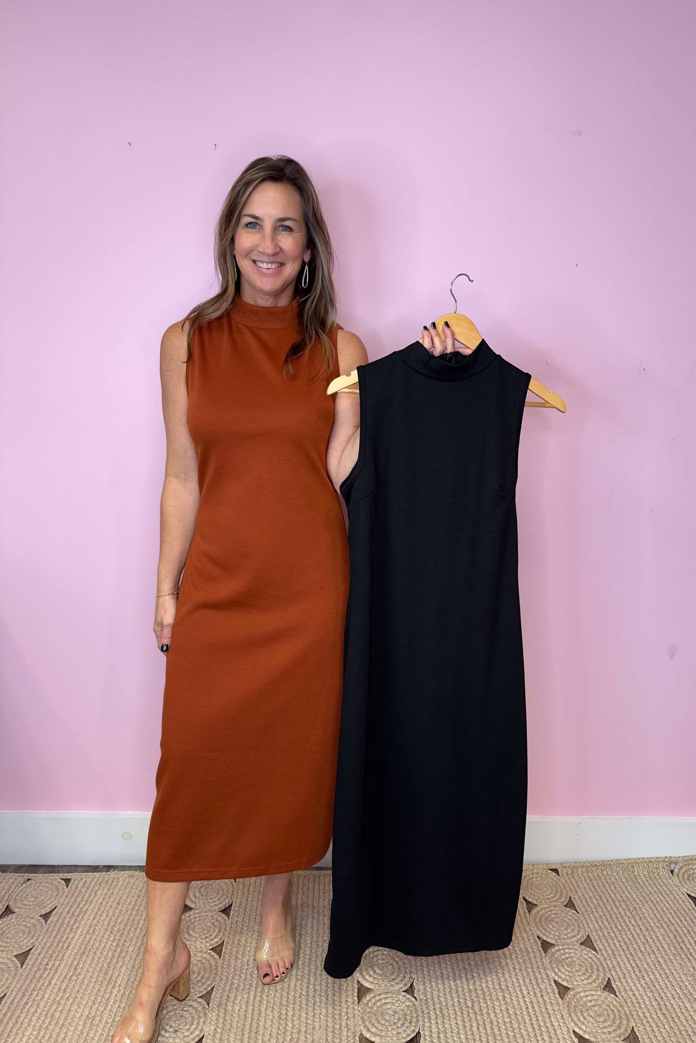 First Impression Mock Neck Knit Midi Dress (two colors) - Jessi Jayne Boutique