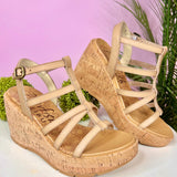 Bahamas Blowfish Malibu Vegan Leather Cashew Color Wedge Heels - Jessi Jayne Boutique