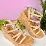 Bahamas Blowfish Malibu Vegan Leather Cashew Color Wedge Heels - Jessi Jayne Boutique