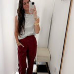 Longer Nights Burgundy Leather Elastic Waist Joggers - Jessi Jayne Boutique