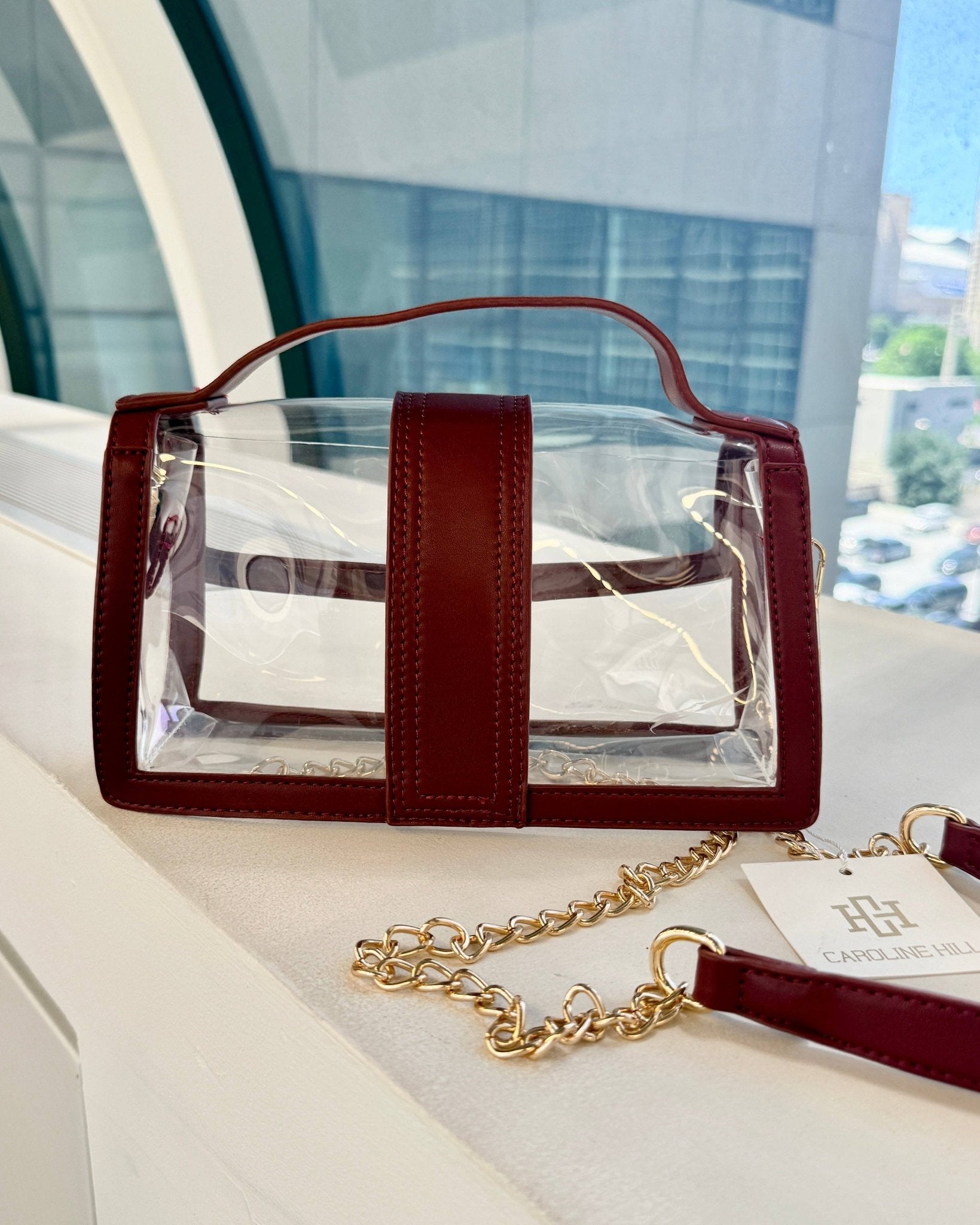 Grace Clear Crossbody Bag Burgundy - Jessi Jayne Boutique