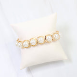 Hudson Pearl Lined Stretch Bracelet Cream