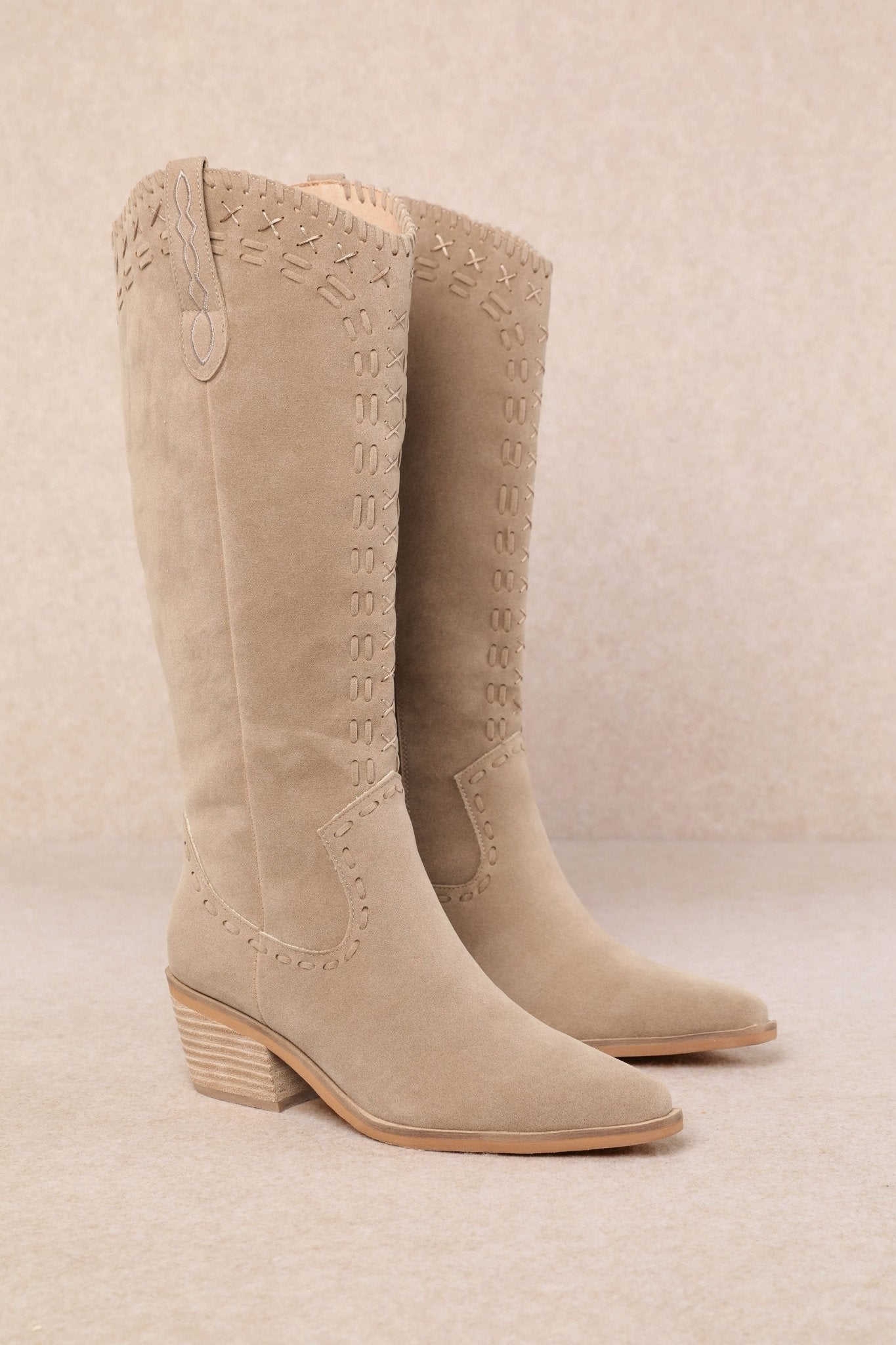 Miim Alessia Tan Suede Western Boots - Jessi Jayne Boutique