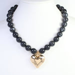 Marjorie Black Marble Beaded Heart Necklace - Jessi Jayne Boutique
