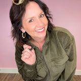 Happy Harvest Olive Corduroy Mock Neck Jacket And Pin Tuck Flare Pants - Jessi Jayne Boutique