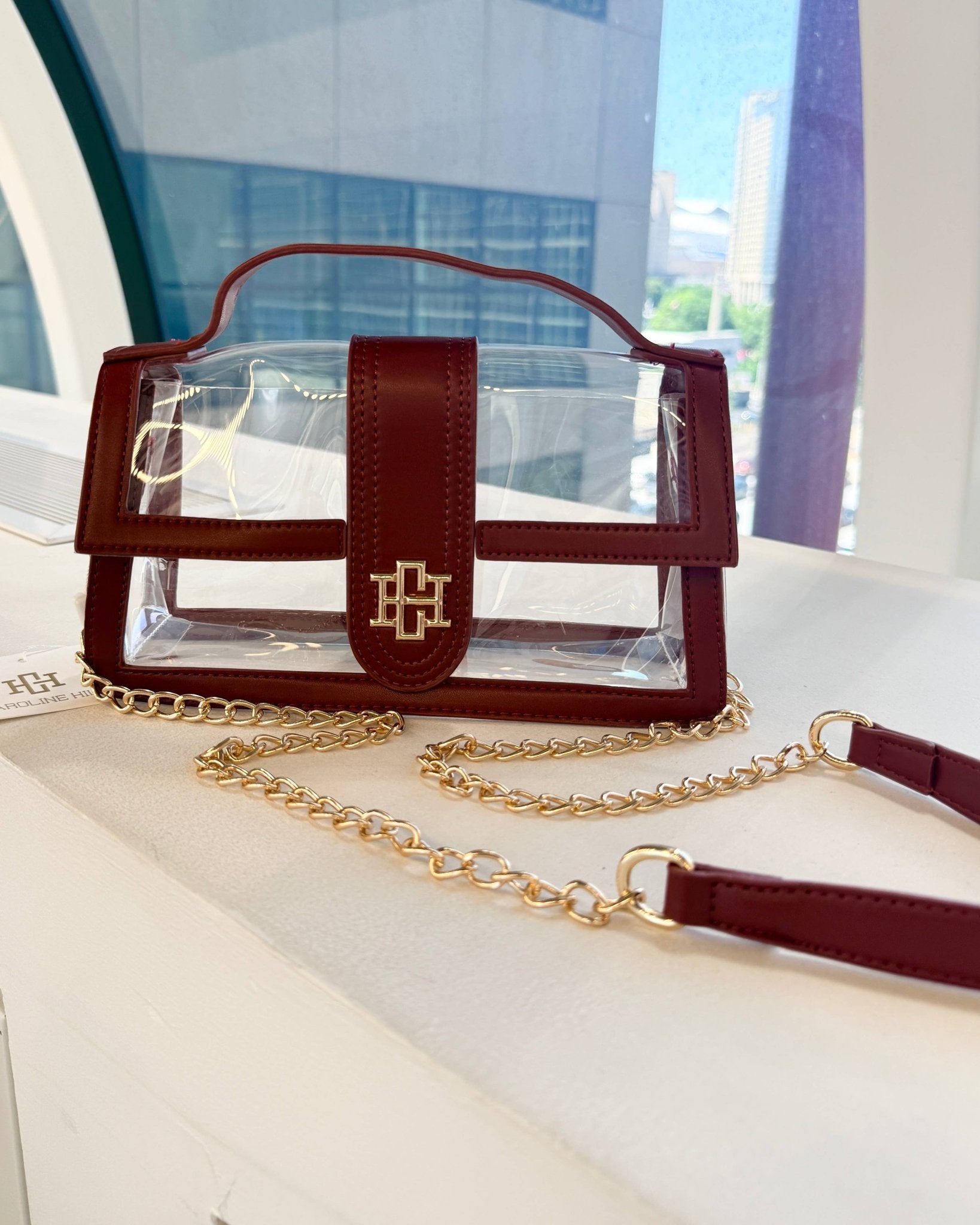 Grace Clear Crossbody Bag Burgundy - Jessi Jayne Boutique