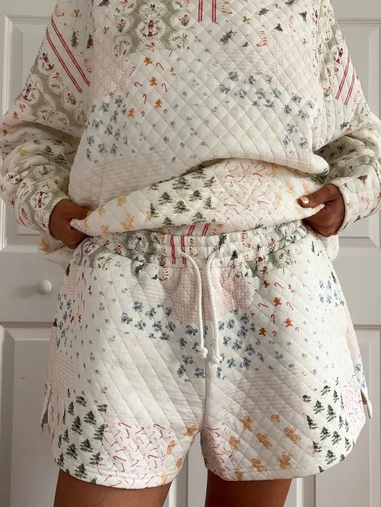 Sunkissed Coconut Christmas Holiday Quilted Shorts - Jessi Jayne Boutique