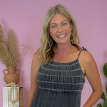 Take A Chance Black Wash Relaxed Fit Smocked Jumpsuit - Jessi Jayne Boutique