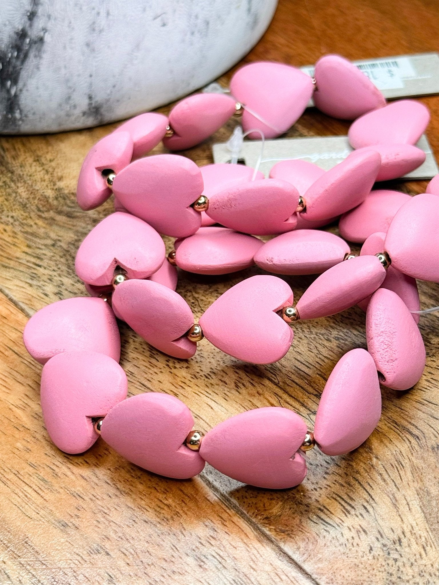 Blushing Hearts Wooded Bracelet - Jessi Jayne Boutique